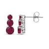 Thumbnail Image 3 of Lab-Created Ruby Graduated Three-Stone Earrings Sterling Silver
