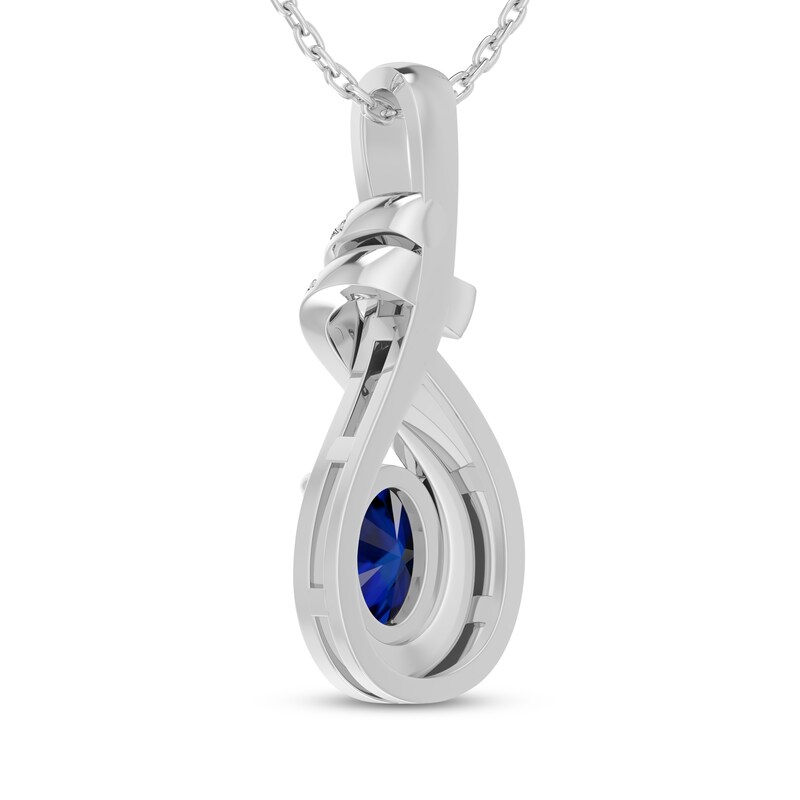 Main Image 3 of Oval-Cut Blue Lab-Created Sapphire & White Lab-Created Sapphire Swirl Necklace Sterling Silver 18"