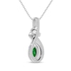 Thumbnail Image 3 of Oval-Cut Lab-Created Emerald & White Lab-Created Sapphire Swirl Necklace Sterling Silver 18"
