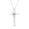 Thumbnail Image 3 of Heart-Shaped Blue Lab-Created Sapphire & White Lab-Created Sapphire Cross Necklace Sterling Silver 18"