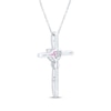 Thumbnail Image 3 of Heart-Shaped Pink Lab-Created Sapphire & White Lab-Created Sapphire Cross Necklace Sterling Silver 18"