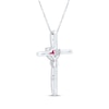 Thumbnail Image 3 of Heart-Shaped Lab-Created Ruby & White Lab-Created Sapphire Cross Necklace Sterling Silver 18"