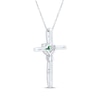 Thumbnail Image 3 of Heart-Shaped Lab-Created Emerald & White Lab-Created Sapphire Cross Necklace Sterling Silver 18"
