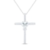 Thumbnail Image 1 of Heart-Shaped White Lab-Created Sapphire Cross Necklace Sterling Silver 18"