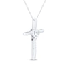 Thumbnail Image 2 of Heart-Shaped White Lab-Created Sapphire Cross Necklace Sterling Silver 18"