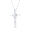 Thumbnail Image 3 of Heart-Shaped White Lab-Created Sapphire Cross Necklace Sterling Silver 18"