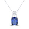 Thumbnail Image 1 of Emerald-Cut Blue Lab-Created Sapphire & White Lab-Created Sapphire Necklace Sterling Silver 18"