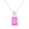 Thumbnail Image 1 of Emerald-Cut Pink Lab-Created Sapphire & White Lab-Created Sapphire Necklace Sterling Silver 18"