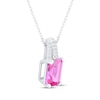 Thumbnail Image 2 of Emerald-Cut Pink Lab-Created Sapphire & White Lab-Created Sapphire Necklace Sterling Silver 18"