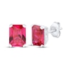 Thumbnail Image 1 of Emerald-Cut Lab-Created Ruby Stud Earrings Sterling Silver