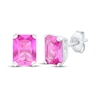 Thumbnail Image 1 of Emerald-Cut Pink Lab-Created Sapphire Stud Earrings Sterling Silver