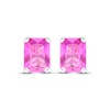 Thumbnail Image 2 of Emerald-Cut Pink Lab-Created Sapphire Stud Earrings Sterling Silver