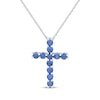 Thumbnail Image 1 of Blue Lab-Created Sapphire Cross Necklace Sterling Silver 18"