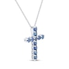 Thumbnail Image 2 of Blue Lab-Created Sapphire Cross Necklace Sterling Silver 18"