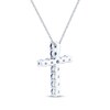 Thumbnail Image 3 of Blue Lab-Created Sapphire Cross Necklace Sterling Silver 18"