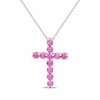 Thumbnail Image 1 of Lab-Created Ruby Cross Necklace Sterling Silver 18"