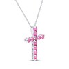 Thumbnail Image 2 of Lab-Created Ruby Cross Necklace Sterling Silver 18"