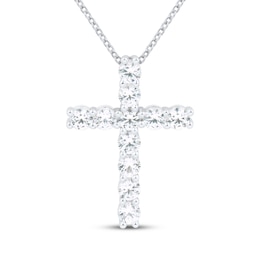 White Lab-Created Sapphire Cross Necklace Sterling Silver 18"