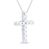 Thumbnail Image 3 of White Lab-Created Sapphire Cross Necklace Sterling Silver 18"