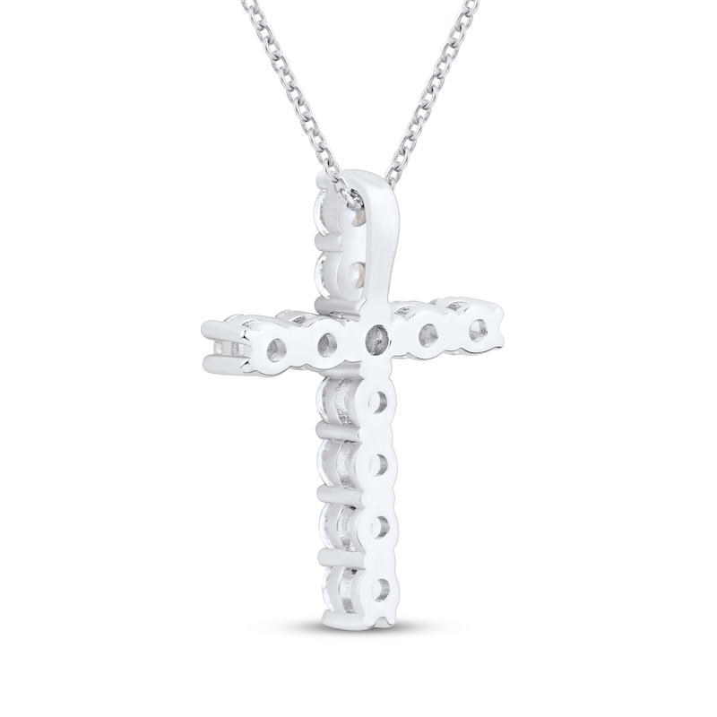 Main Image 3 of White Lab-Created Sapphire Cross Necklace Sterling Silver 18"