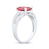 Thumbnail Image 2 of Emerald-Cut Lab-Created Ruby & White Lab-Created Sapphire Ring Sterling Silver