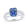 Thumbnail Image 1 of Emerald-Cut Blue Lab-Created Sapphire & White Lab-Created Sapphire Ring Sterling Silver