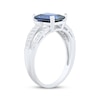 Thumbnail Image 2 of Emerald-Cut Blue Lab-Created Sapphire & White Lab-Created Sapphire Ring Sterling Silver