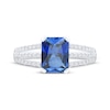 Thumbnail Image 3 of Emerald-Cut Blue Lab-Created Sapphire & White Lab-Created Sapphire Ring Sterling Silver