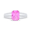 Thumbnail Image 3 of Emerald-Cut Pink Lab-Created Sapphire & White Lab-Created Sapphire Ring Sterling Silver