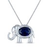 Thumbnail Image 1 of Oval-Cut Blue Lab-Created Sapphire & White Lab-Created Sapphire Elephant Necklace Sterling Silver 18"