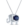 Thumbnail Image 2 of Oval-Cut Blue Lab-Created Sapphire & White Lab-Created Sapphire Elephant Necklace Sterling Silver 18"