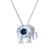 Thumbnail Image 3 of Oval-Cut Blue Lab-Created Sapphire & White Lab-Created Sapphire Elephant Necklace Sterling Silver 18"