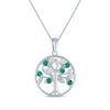 Thumbnail Image 1 of White Lab-Created Sapphire & Lab-Created Emerald Tree of Life Necklace Sterling Silver 18"
