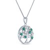 Thumbnail Image 2 of White Lab-Created Sapphire & Lab-Created Emerald Tree of Life Necklace Sterling Silver 18"