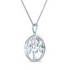 Thumbnail Image 3 of White Lab-Created Sapphire & Lab-Created Emerald Tree of Life Necklace Sterling Silver 18"