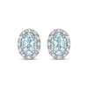 Thumbnail Image 2 of Oval-Cut Aquamarine & Diamond Stud Earrings 1/10 ct tw 14K White Gold