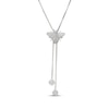 Thumbnail Image 1 of White Lab-Created Sapphire Bumble Bee Lariat Bolo Necklace 28"