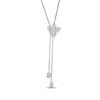 Thumbnail Image 2 of White Lab-Created Sapphire Bumble Bee Lariat Bolo Necklace 28"