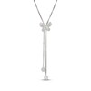 Thumbnail Image 1 of White Lab-Created Sapphire Butterfly Lariat Bolo Necklace 28"