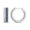 Thumbnail Image 3 of Blue & White Lab-Created Sapphire Huggie Hoop Earrings Sterling Silver