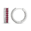 Thumbnail Image 3 of Lab-Created Ruby & White Lab-Created Sapphire Huggie Hoop Earrings Sterling Silver
