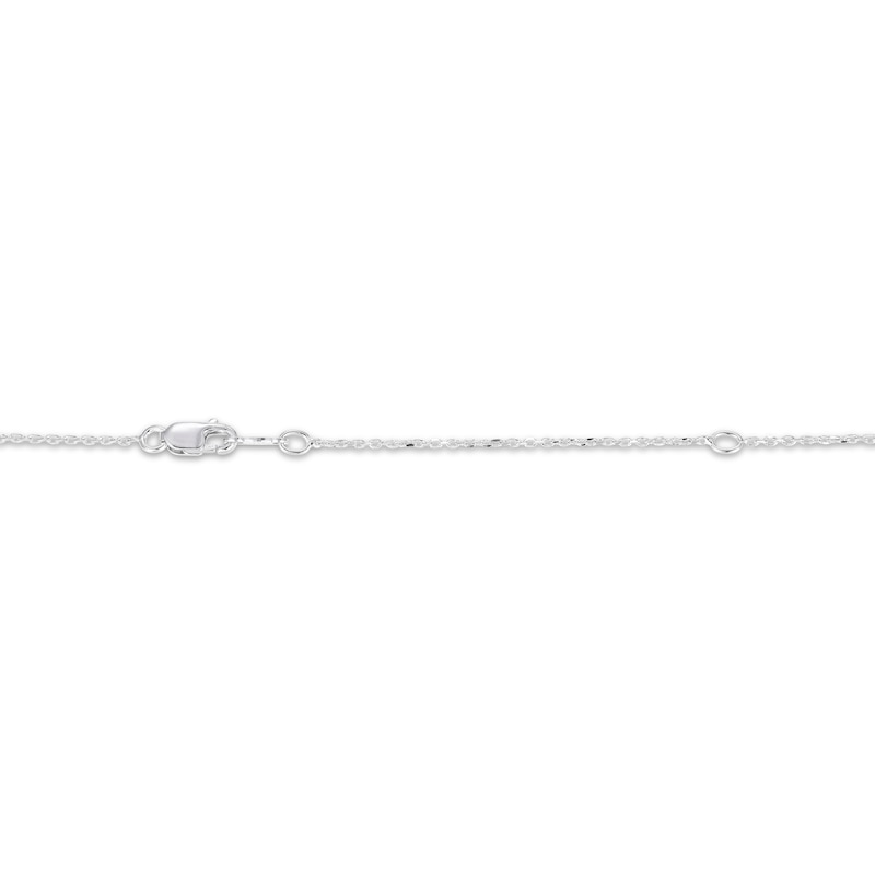 Main Image 4 of Emerald-Cut Lab-Created Emerald & Square-Cut White Lab-Created Sapphire Necklace Sterling Silver 18"