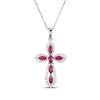 Thumbnail Image 1 of Marquise-Cut Lab-Created Ruby & White Lab-Created Sapphire Cross Necklace Sterling Silver 18"