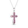 Thumbnail Image 2 of Marquise-Cut Lab-Created Ruby & White Lab-Created Sapphire Cross Necklace Sterling Silver 18"