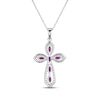 Thumbnail Image 3 of Marquise-Cut Lab-Created Ruby & White Lab-Created Sapphire Cross Necklace Sterling Silver 18"