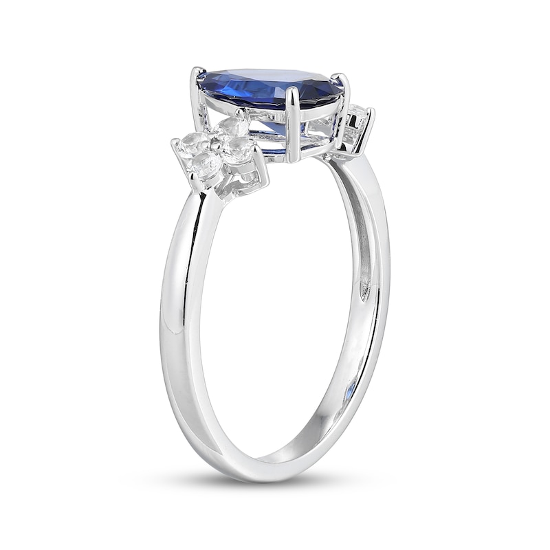 Main Image 2 of Pear-Shaped Blue Lab-Created Sapphire & White Lab-Created Sapphire Ring Sterling Silver