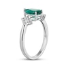 Thumbnail Image 2 of Pear-Shaped Lab-Created Emerald & White Lab-Created Sapphire Ring Sterling Silver