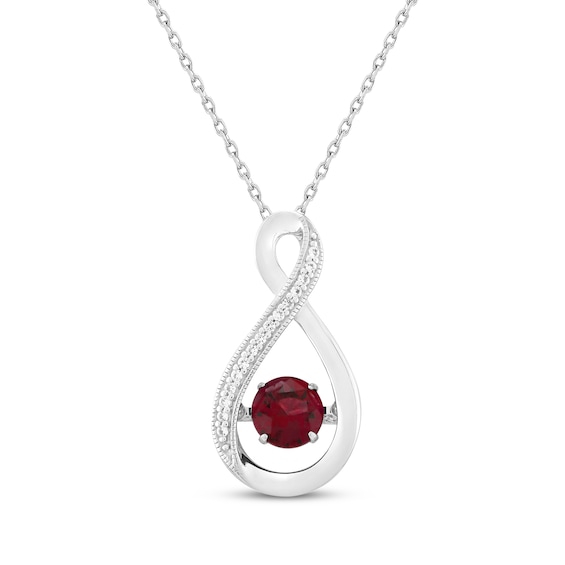 Lab-Created Ruby & White Lab-Created Sapphire Twist Necklace Sterling Silver 18"