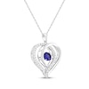 Thumbnail Image 2 of Blue & White Lab-Created Sapphire Heart Necklace Sterling Silver 18"