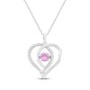 Thumbnail Image 1 of Pink & White Lab-Created Sapphire Heart Necklace Sterling Silver 18"